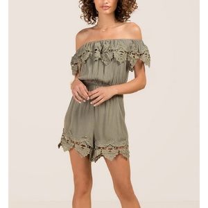 Francesca’s Blue Rain XS - Off The Shoulder Romper